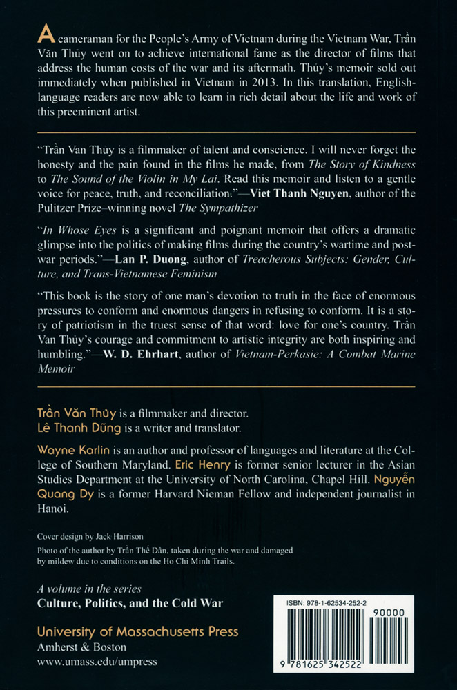 The back cover of “In Whose Eyes” by Trần Văn Thủy